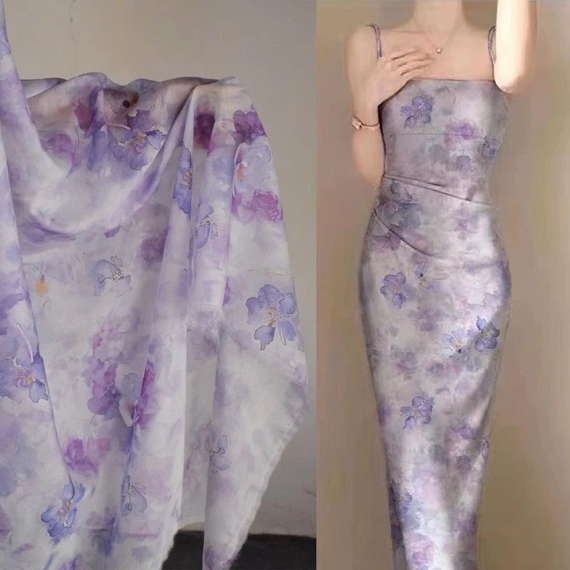 Ancient Style Purple Chiffon Fabric By The Yard