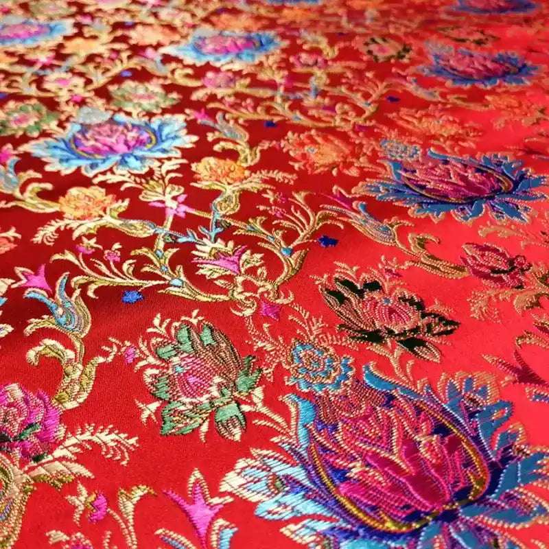 ChineseFlowerSilkBrocadeFabricByTheYard