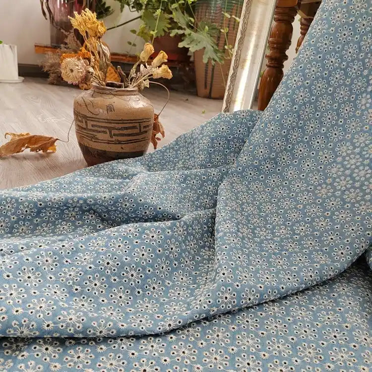 CottonDenimEmbroideredEyeletFabricByTheYard