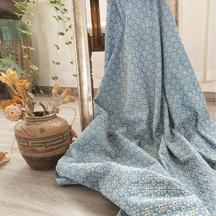 CottonDenimEmbroideredEyeletFabricByTheYard