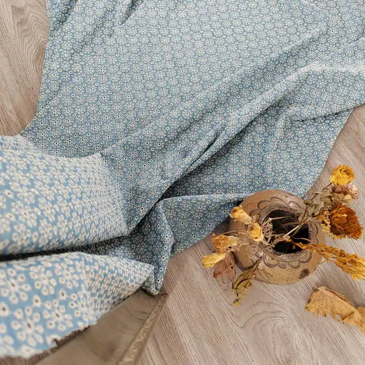 CottonDenimEmbroideredEyeletFabricByTheYard