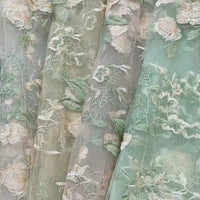 FloralEmbroideredTulleFabricByTheYardforDressSewingWeddingGown