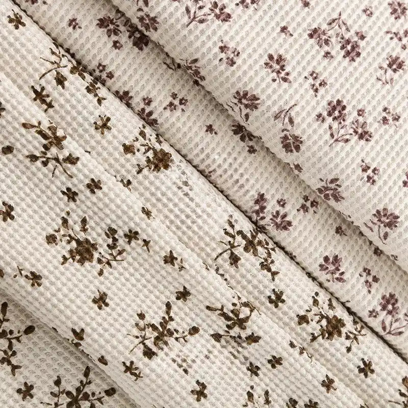 Floral Printed Waffle Fabric By The Yard