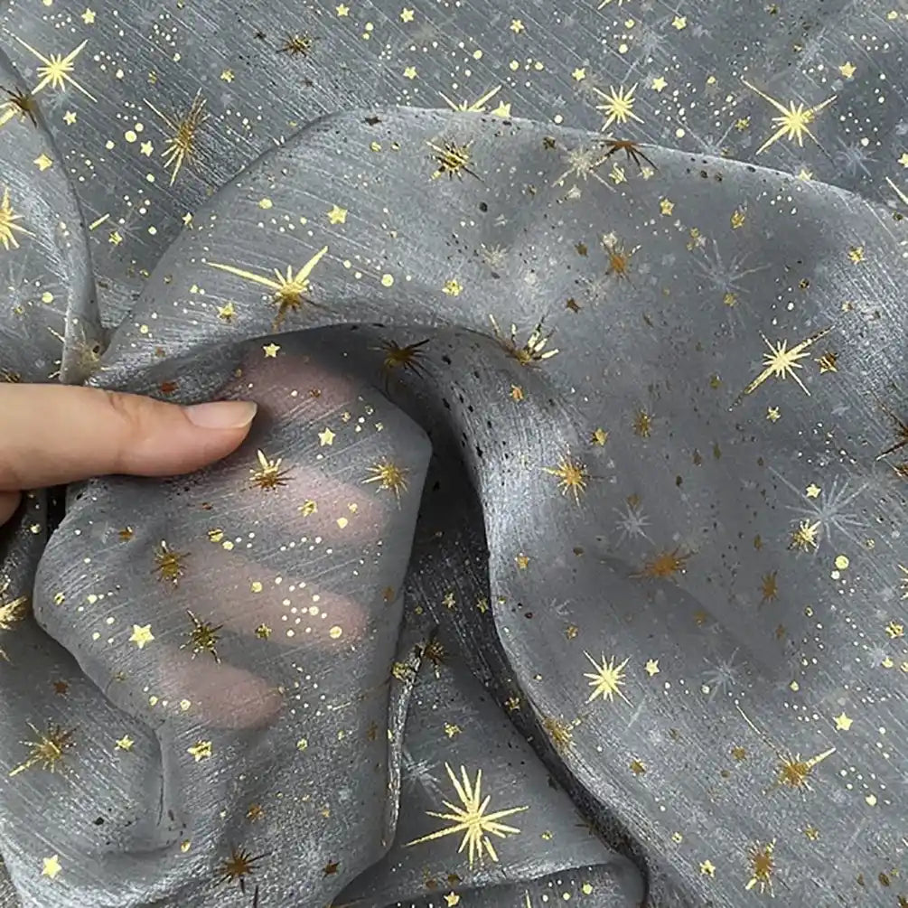 shimmer grey Organza Fabric By the Yard