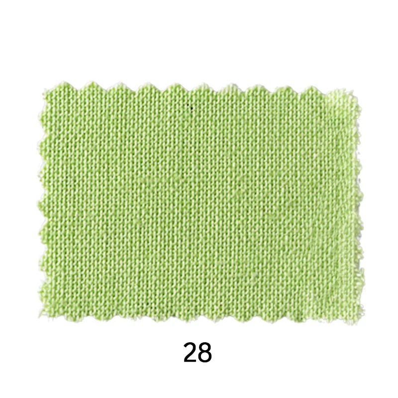 A rectangular swatch of Longan craft Light Weight Plain Ramie Fabric (54" wide, soft light green ramie cotton) with zigzag-cut edges is shown on a white background, with the number 28 printed below.