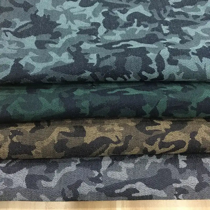 Stretch Jacquard Camo Denim Fabric