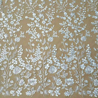 WhiteFloralEmbroideredTulleFabricByTheYardforDressSewing