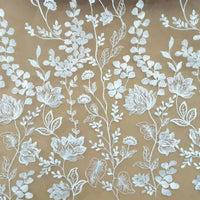 WhiteFloralEmbroideredTulleFabricByTheYardforDressSewing