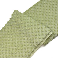 Two pieces of Longon Craft's Dotted Minky Fabric By The Yard, featuring a soft mochi texture and 3D multicolor dots, are shown overlapping on a white background—ideal for DIY craft or sewing projects.
