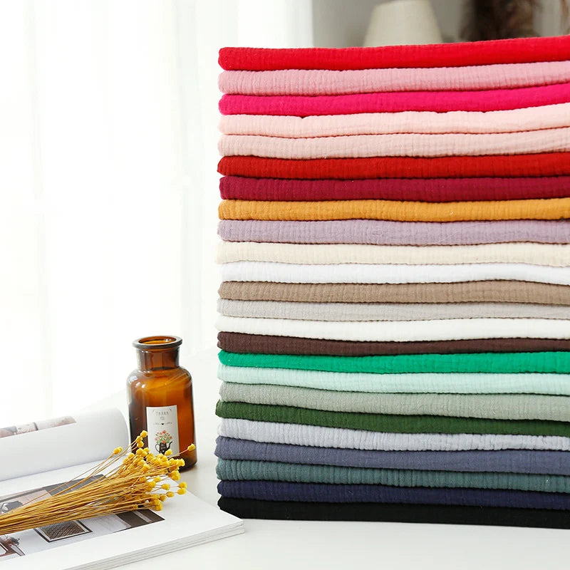 Solid Cotton Double Gauze Fabric By The Yard|Bubble Gauze