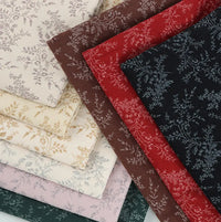 Longon Craft’s Floral Flannel Fabric By The Yard features cream, brown, red, black, and pink printed cotton flannel—each with a delicate floral pattern—perfect for dresses, clothes, sewing projects, and crafts.
