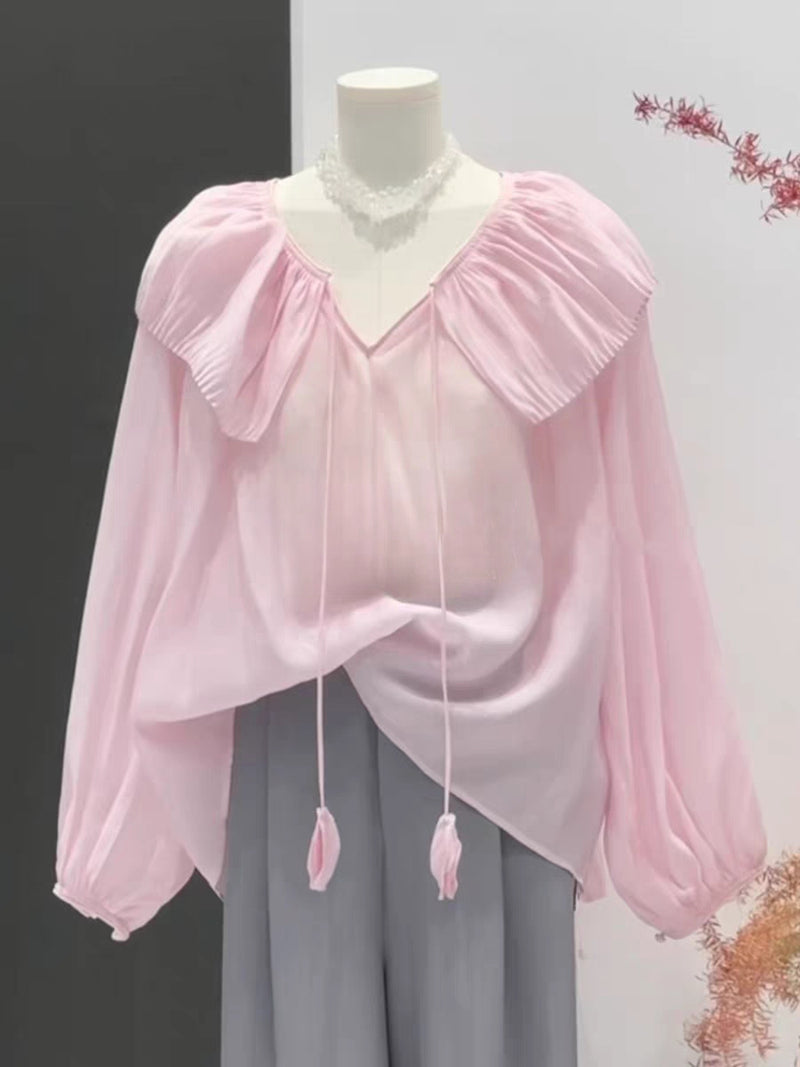 How to Sew a Ruffle  Collar Long-Sleeved Blouse: A Stylish DIY Guide