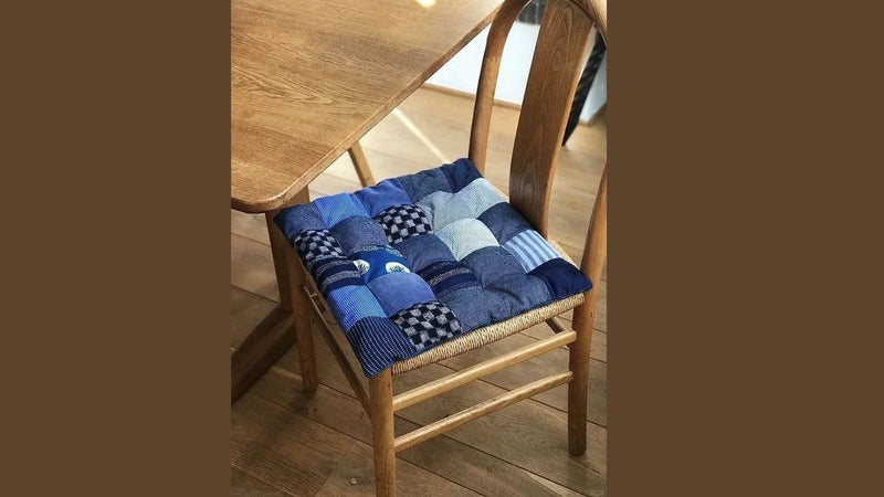 DIY Denim Chair Pads Tutorial: Sew a Patchwork Denim Chair Cushion