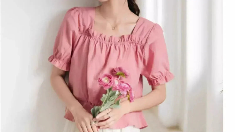 The Puff Sleeve Blouse with Square Neck Ruffle: Free Sewing Pattern