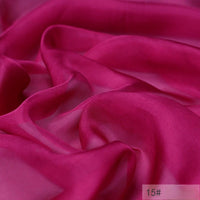 Longan Craft 100 Mulberry Silk Chiffon Fabric by the Yard, sheer magenta and lightweight for dresses, features soft, flowing folds and a smooth texture. The number 15# is shown in a small box at the bottom right corner.