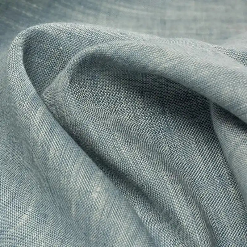 100% Linen Dyed Chambray Fabric By The Yard