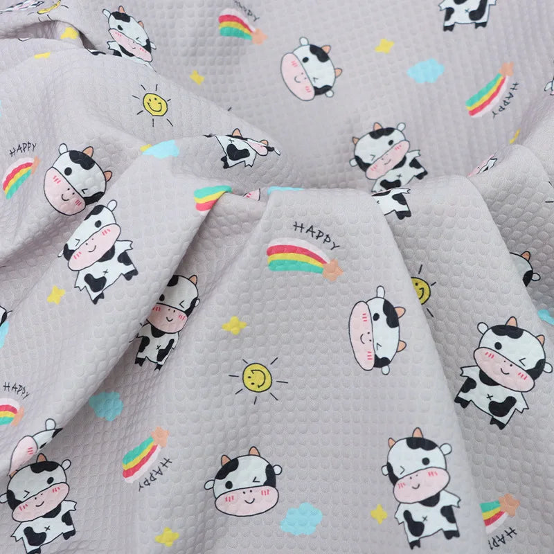 100% Polyester Cow Print Fabric By The Yard