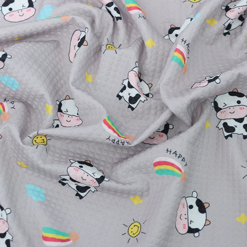 100% Polyester Cow Print Fabric By The Yard