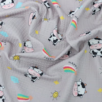 100% Polyester Cow Print Fabric By The Yard