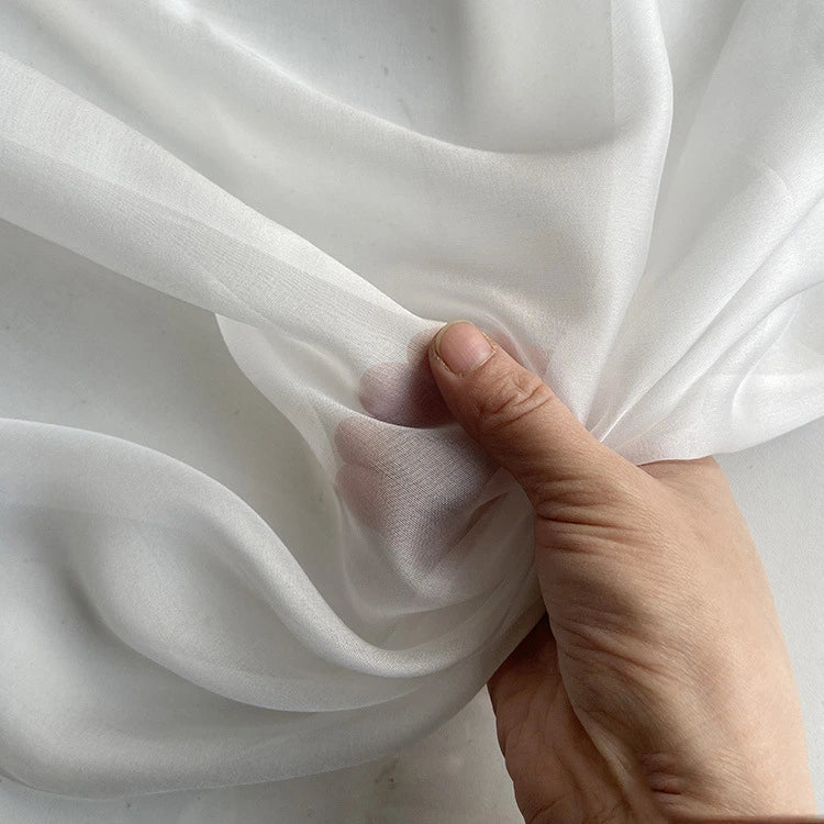 Mulberry Silk Chiffon Fabric By The Yard|Natural Chiffon 1 Yard / #1 Pure White Mulberry Silk Chiffon Fabric By The Yard|Natural Chiffon 1 Yard / #1 Pure White