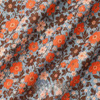 A close-up of Longan Craft’s 16 Wale Floral Printed Corduroy Fabric by the yard, showcasing colorful fine wale corduroy with a dense floral pattern—premium material ideal for casual wear.