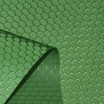 A close-up of Longan Craft’s 210D Honeycomb Pattern Oxford Fabric By The Yard highlights the waterproof, colorful PU coated material’s hexagonal texture—perfect for outdoor use and gear projects.