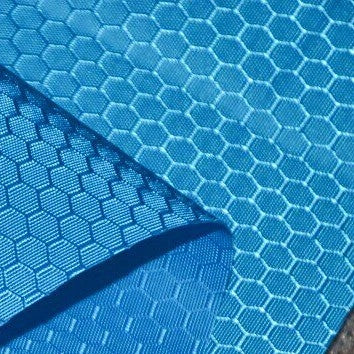 Close-up of Longan Craft's 210D Honeycomb Pattern Oxford Fabric By The Yard in blue, showing its PU-coated, waterproof surface—ideal for outdoor projects and gear.