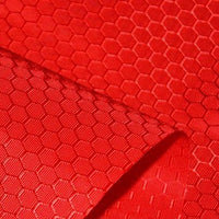 Close-up of Longan Craft 210D Honeycomb Pattern Oxford Fabric by the yard with PU coating, showcasing its vibrant red, waterproof texture—perfect colorful material for outdoor projects.