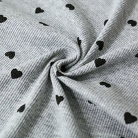2x2 Heart Print Rib Knit Material By The Yard