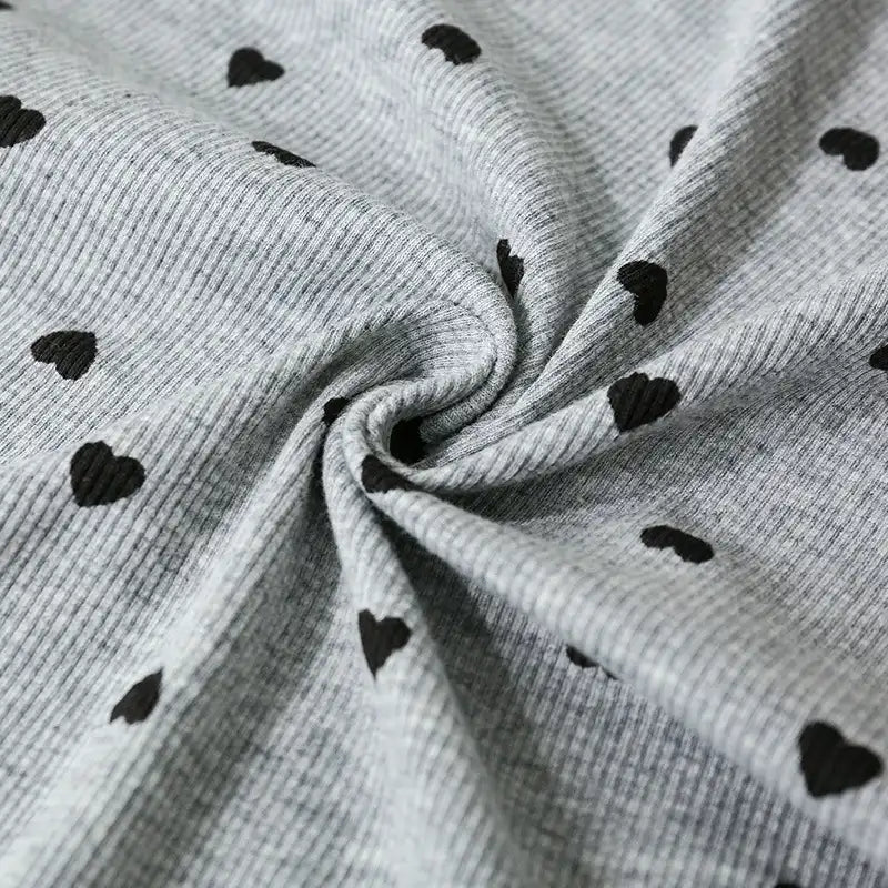 2x2 Heart Print Rib Knit Material By The Yard