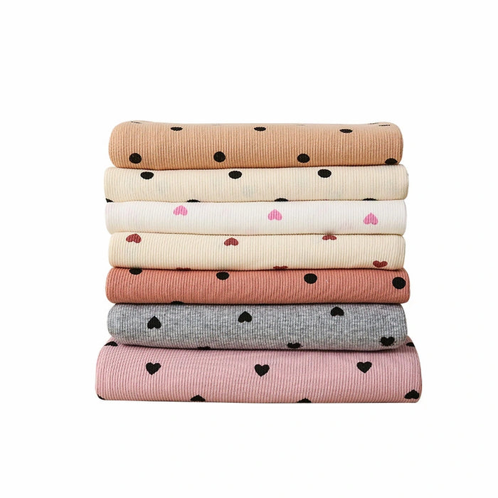 2x2 Heart Print Rib Knit Material By The Yard