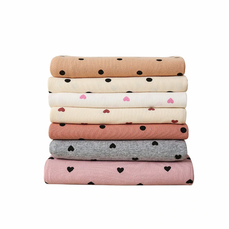 2x2 Heart Print Rib Knit Material By The Yard