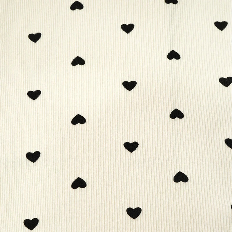 2x2 Heart Print Rib Knit Material By The Yard
