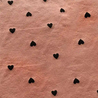 2x2 Heart Print Rib Knit Material By The Yard