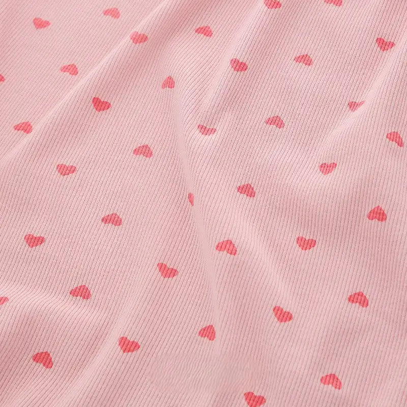 2x2 Heart Print Rib Knit Material By The Yard