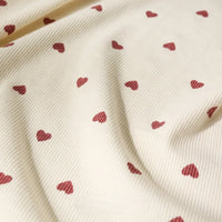 2x2 Heart Print Rib Knit Material By The Yard