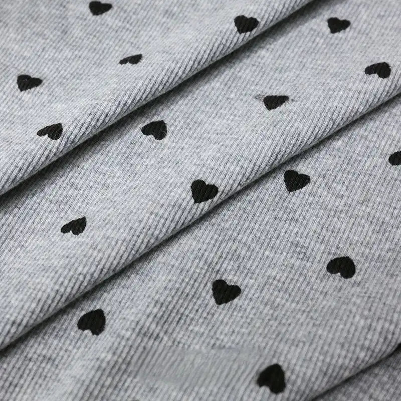 2x2 Heart Print Rib Knit Material By The Yard