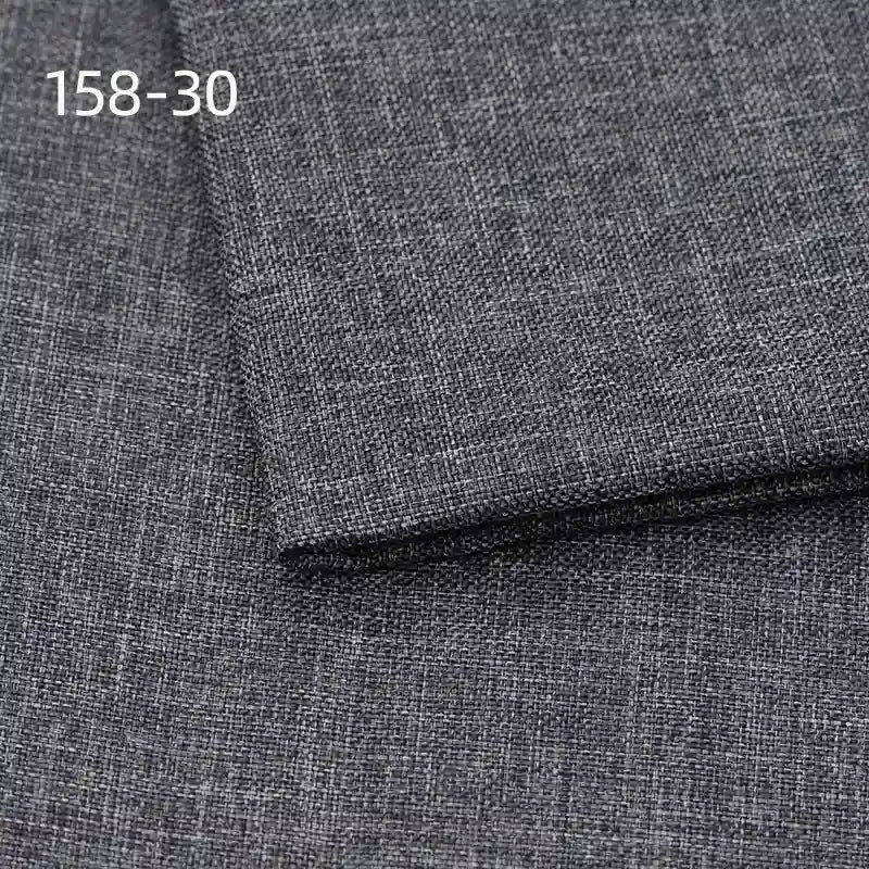 A close-up of two pieces of Longan Craft Faux Linen Upholstery Fabric in dark gray, stacked with the text 158-30 in white on the top left. Ideal for upholstering furniture, chairs, sofas, or curtains.