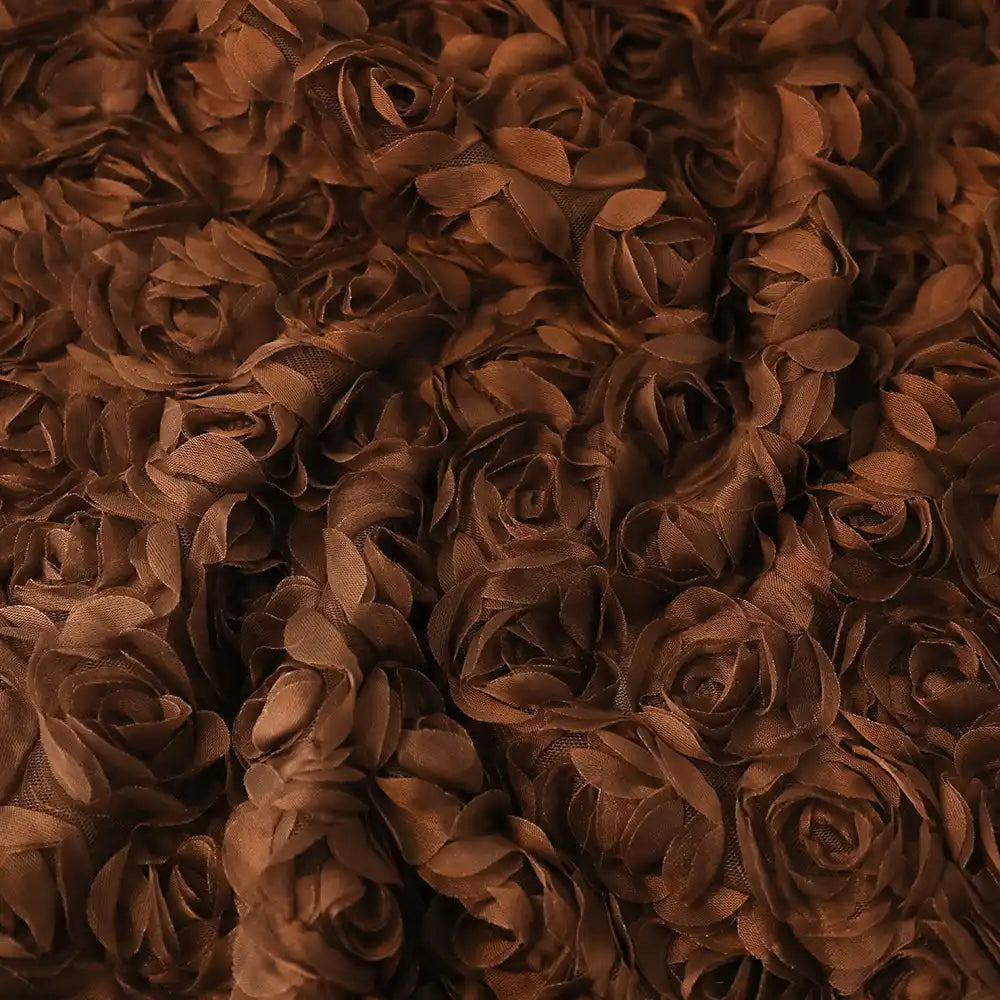 Close-up of Longan Craft's 3D Blossom Roses Embroidered Tulle Fabric, featuring multicolor floral embroidery with gathered petals for a blooming rose effect. This soft, luxurious material is ideal for evening and prom wear.