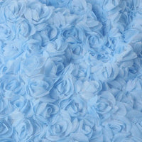A close-up of Longan Craft’s 3D Blossom Roses Embroidered Tulle Fabric, featuring multicolor floral embroidery with three-dimensional rose ruffles—perfect for creating beautifully textured evening or prom looks.