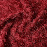 Close-up of Longan Craft's 3D Blossom Roses Embroidered Tulle Fabric by the yard, featuring multicolor floral embroidery and textured rosette patterns—ideal for evening or prom dresses.