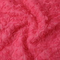 Close-up of Longan Craft's 3D Blossom Roses Embroidered Tulle Fabric, featuring raised multicolor rosette embroidery for a vibrant floral, three-dimensional effect—perfect for evening or prom wear.