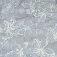 Close-up of Longan Craft’s 3D Floral Patchwork Rayon Fabric by the yard, featuring a soft green rayon base with large overlapping flower patterns—ideal for delicate, textured dresses.