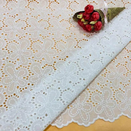 Floral Embroidered Eyelet Fabric By The Yard-Longancraft