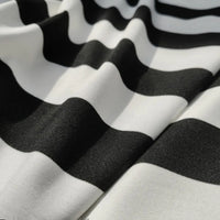 Black And White Striped Ponte Roma Fabric By The Yard