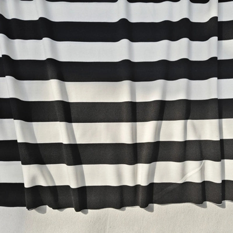 Black And White Striped Ponte Roma Fabric By The Yard