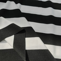 Black And White Striped Ponte Roma Fabric By The Yard