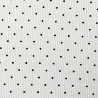 White Black Mini Polka Dot Print Waffle Fabric By The Yard in a waffle-knit texture with a repeating pattern of black mini polka dots.