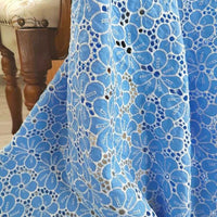 BlueFloralEmbroideredEyeletFabric