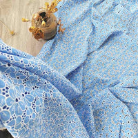 BlueFloralEmbroideredEyeletFabric